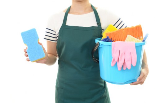 Carpet cleaner inspecting equipment before starting a cleaning job