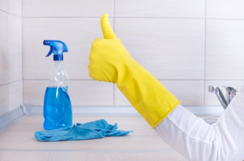 Finished carpet cleaning service with tidy tools and equipment
